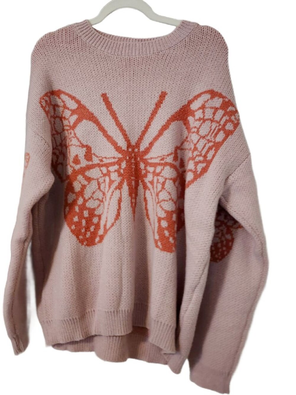 NWOT Women’s Pink Orange Butterfly Thick Sweater Size XXL